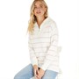 Crew Clothing Womens 1/4 Zip Neck Stripe Jumper White/Coral Blush