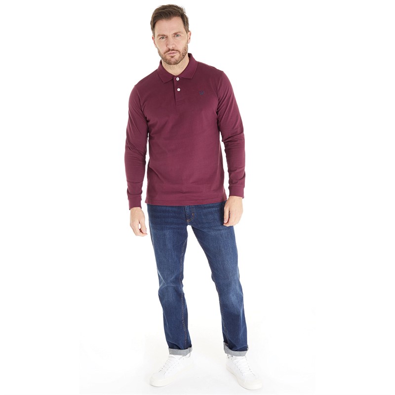 Crew Clothing Mens Long Sleeve Polo Fig