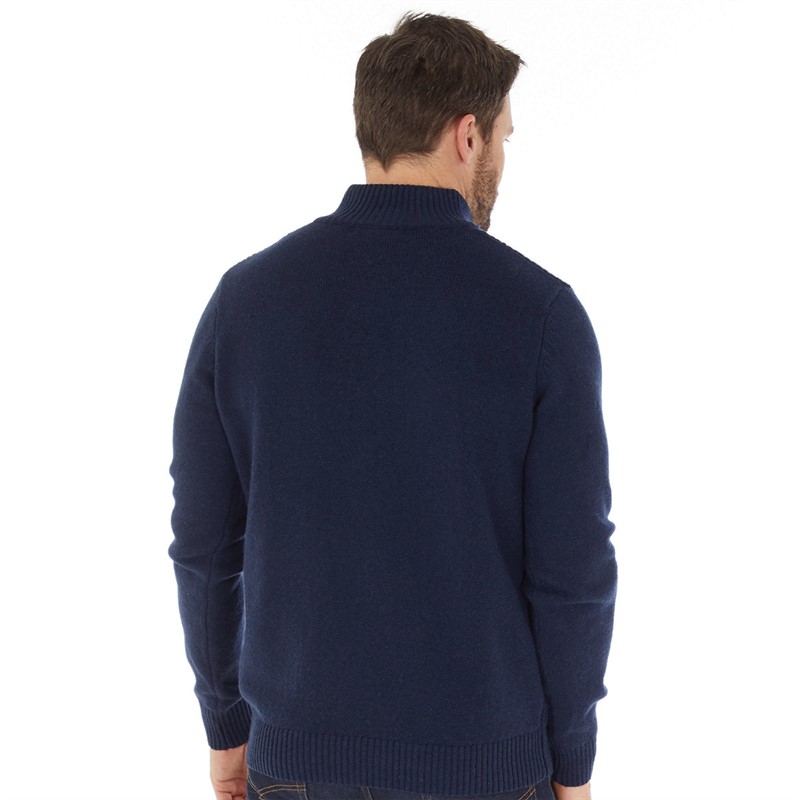 Crew Clothing Mens Lambswool Button Neck Jumper Navy