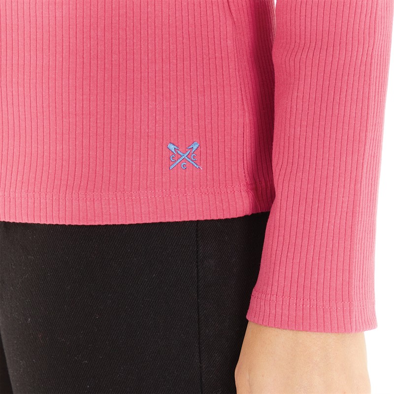 Crew Clothing Womens Ribbed T-Shirt Raspberry Wine