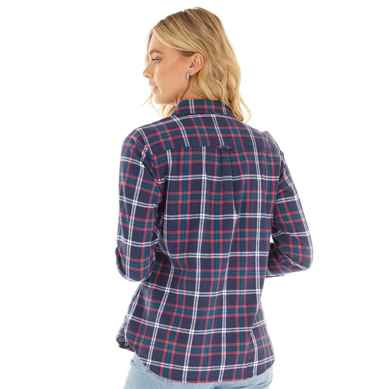 Crew Clothing Womens Flannel Check Shirt Navy/Rasberry/Pink