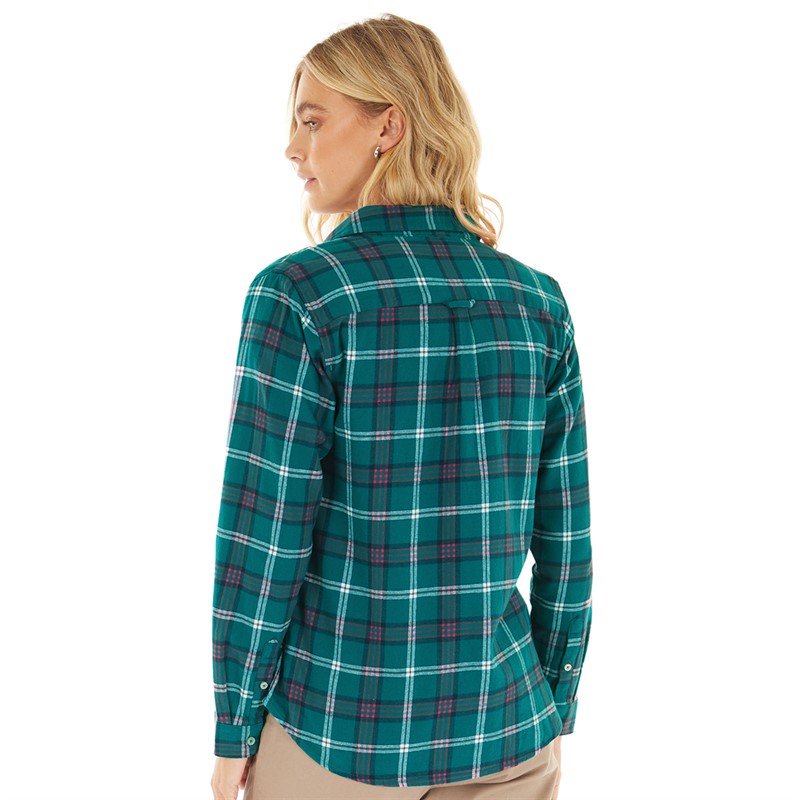Crew Clothing Womens Flannel Check Shirt Shaded Spruce/Pink/Navy