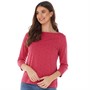 Crew Clothing Womens Lola Print Long Sleeve T-Shirt Raspberry Wine/Navy