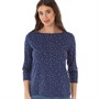 Crew Clothing Womens Lola Print Long Sleeve T-Shirt Navy/White Spot