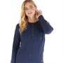 Crew Clothing Womens Button Down Cable Knit Jumper Navy