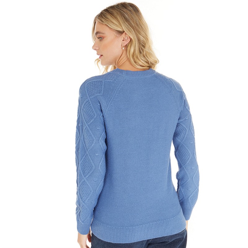 Crew Clothing Womens Bobble Cable Jumper Bluebell