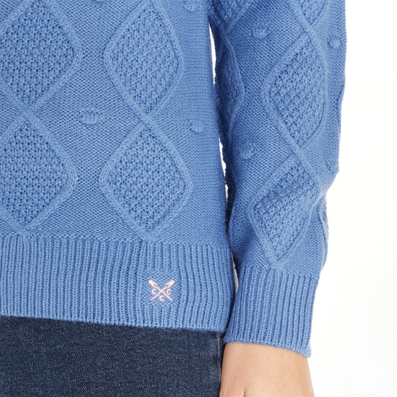 Crew Clothing Womens Bobble Cable Jumper Bluebell