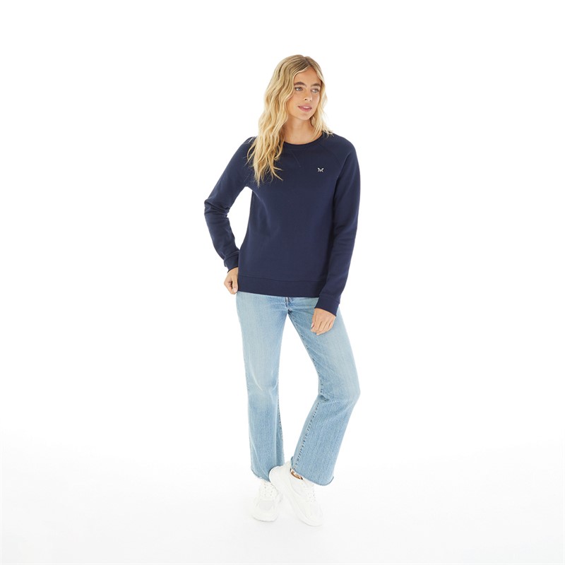 Crew Clothing Womens Crew Neck Sweatshirt Navy