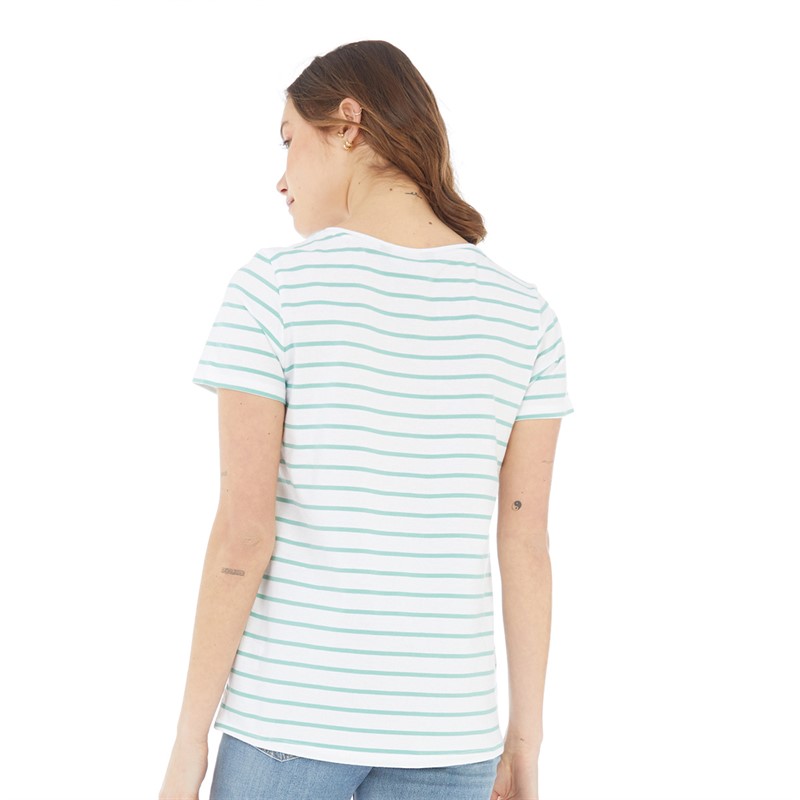 Crew Clothing Womens Stripe T-Shirt Sea Green/White