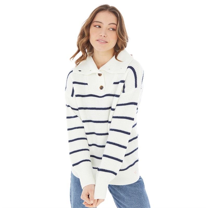 Buy Crew Clothing Womens Chloe Classic Stripe Knit Jumper White Linen/Navy