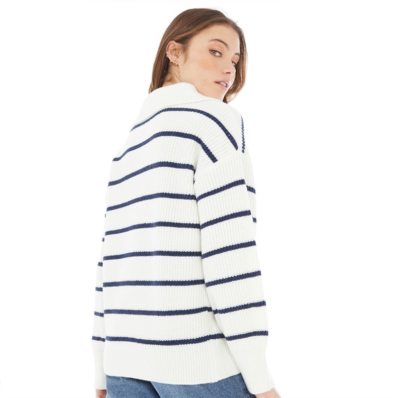 Buy Crew Clothing Womens Chloe Classic Stripe Knit Jumper White Linen/Navy