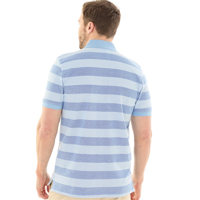 Crew Clothing Mens Oxford Stripe Polo Victoria Blue/Della Blue