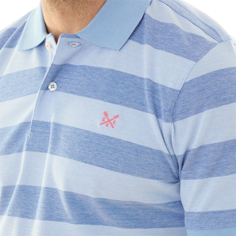 Crew Clothing Mens Oxford Stripe Polo Victoria Blue/Della Blue