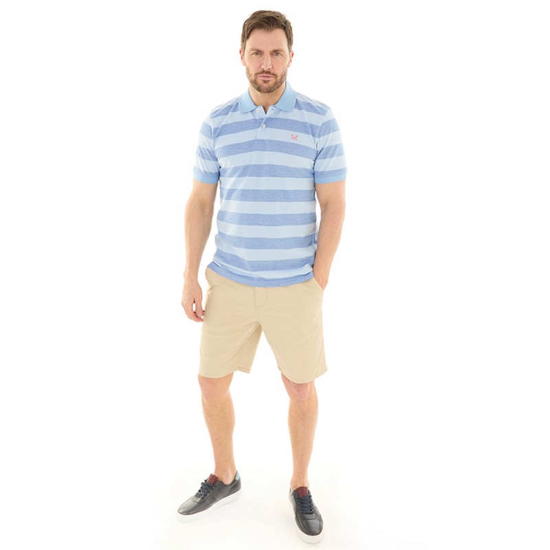 Crew Clothing Mens Oxford Stripe Polo Victoria Blue/Della Blue