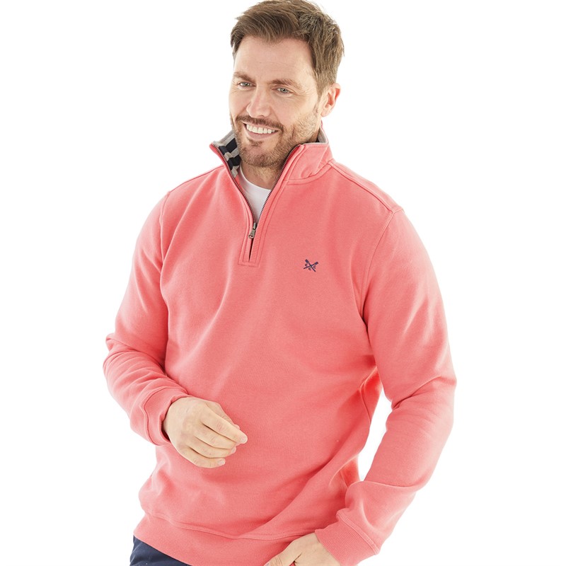 Crew Clothing Mens 1/2 Zip Solid Sweatshirt Rapture Rose