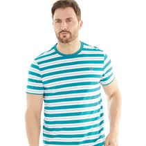 Crew Clothing Mens Stripe T-Shirt White/Victoria Blue/Rapture Rose