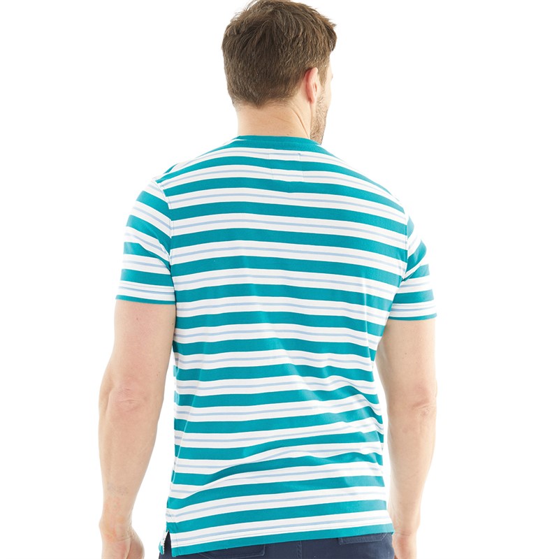 Crew Clothing Mens Stripe T-Shirt White/Victoria Blue/Rapture Rose