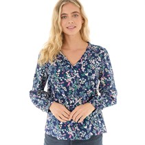 Crew Clothing Womens Button Through Blouse Navy Multi