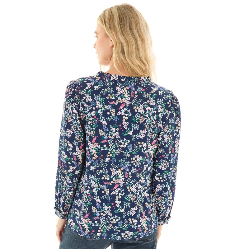 Crew Clothing Womens Button Through Blouse Navy Multi