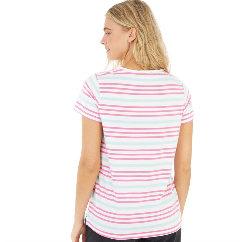 Crew Clothing Womens Stripe T-Shirt White/Peppermint/Pinkpop