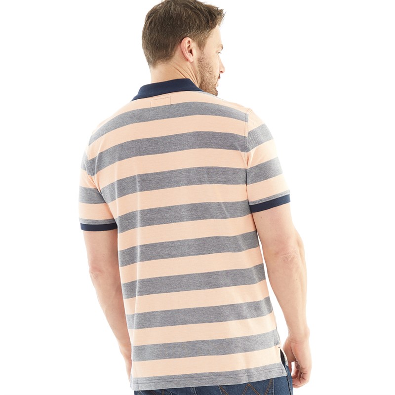 Crew Clothing Mens Oxford Stripe Polo Navy/Coral