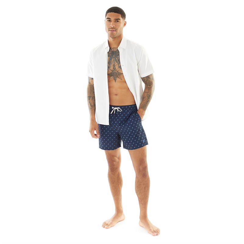 Crew Clothing Mens Print Swim Shorts Navy Multi