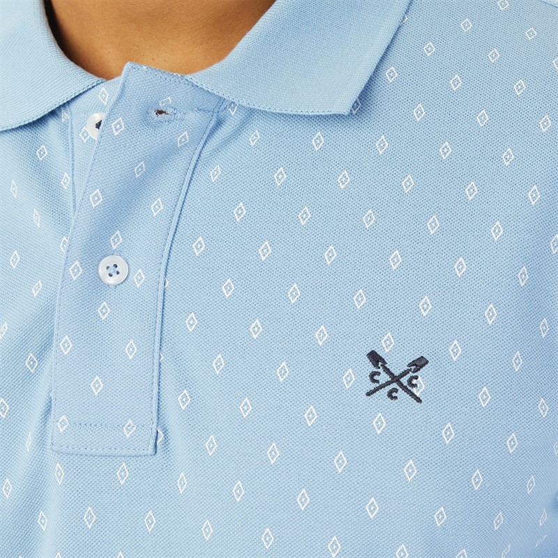 Crew Clothing Mens Geo Print Polo Della Blue