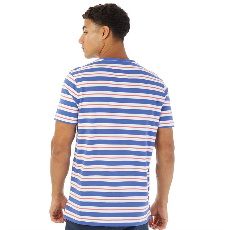 Crew Clothing Mens Stripe T-Shirt White/Amparo/Rptrose