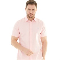 Crew Clothing Mens Linen Blend Short Sleeve Shirt Classic Pink