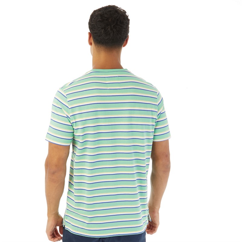 Crew Clothing Mens Stripe T-Shirt Dusty Jade White