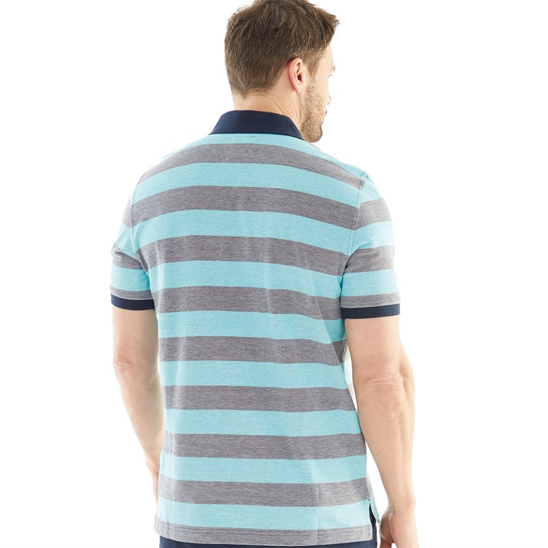 Crew Clothing Mens Oxford Stripe Polo Navy/Veridian Green