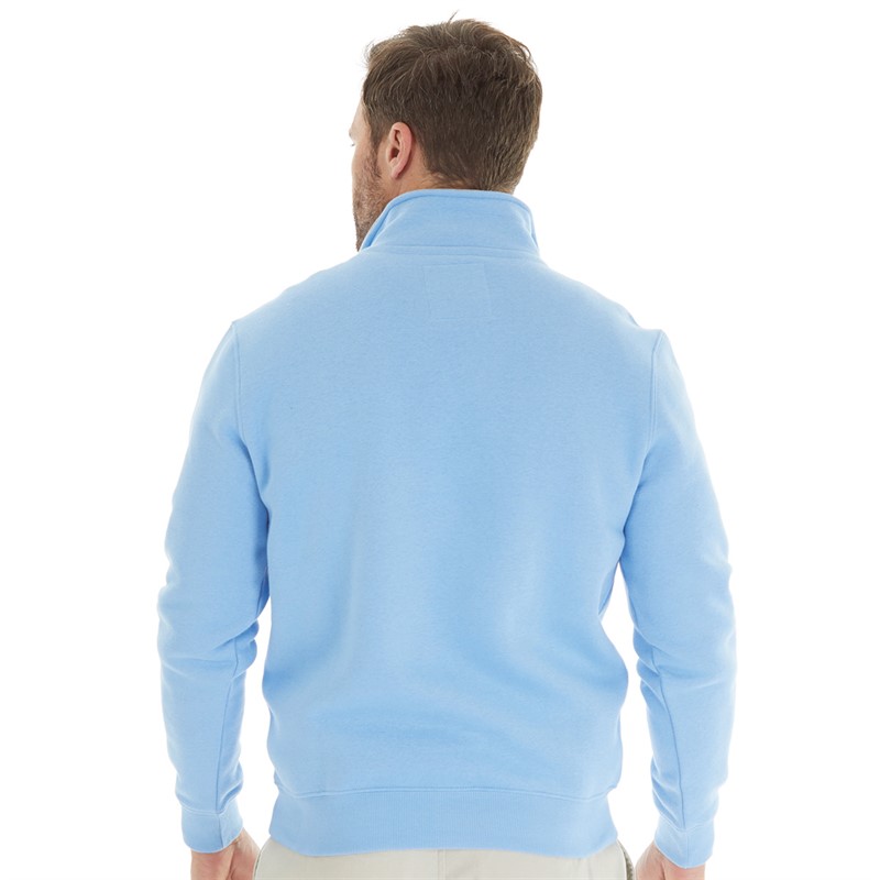 Crew Clothing Mens 1/2 Zip Solid Sweatshirt Della Blue