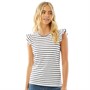 Crew Clothing Womens Stripe Frill Sleeve Top Navy/White