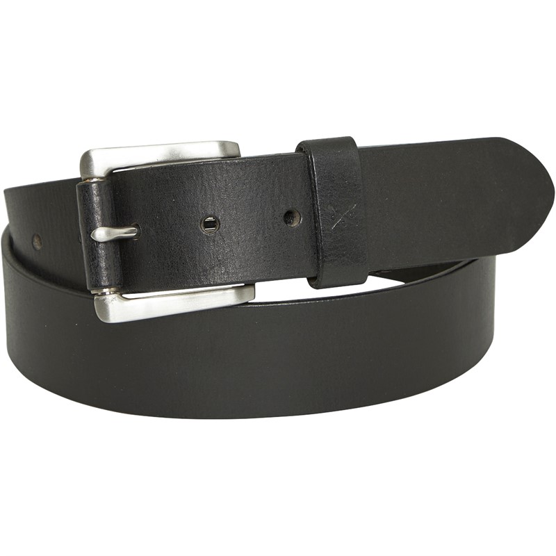 Crew Clothing Mens Pembroke Leather Roller Belt Black