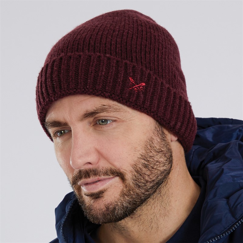 Crew Clothing Mens Beanie Burgundy