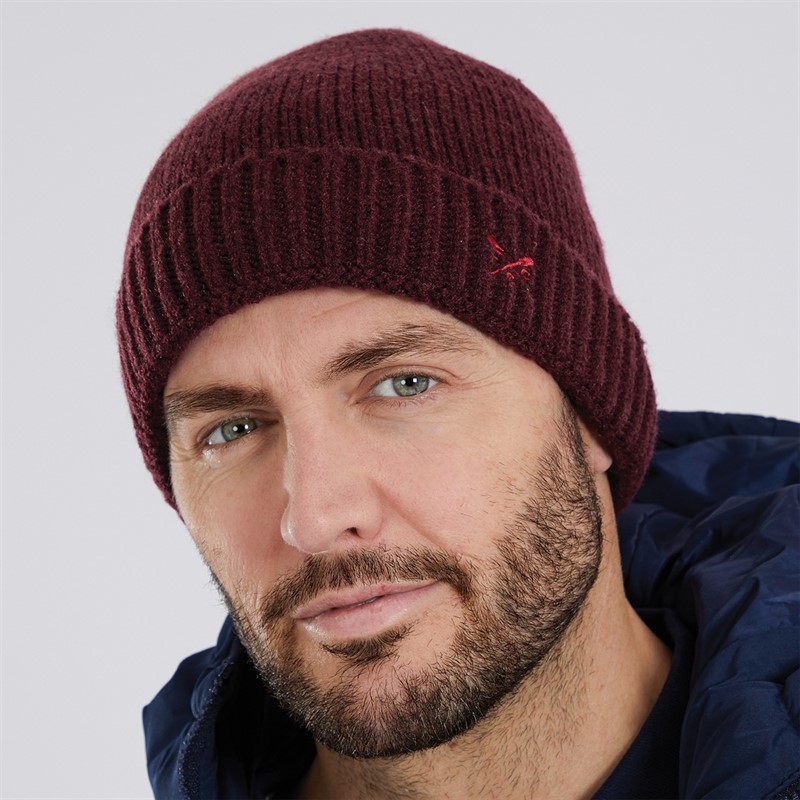 Crew Clothing Mens Beanie Burgundy