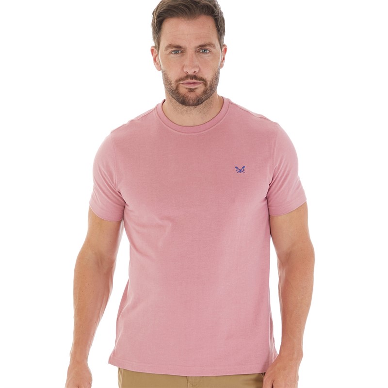 Crew Clothing Mens Round Neck T-Shirt Rose Marl