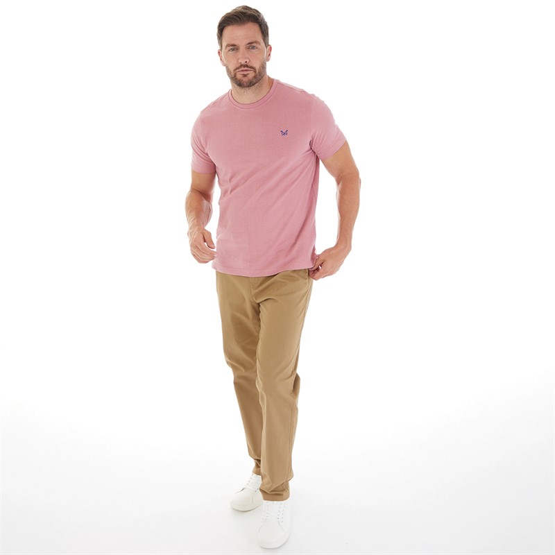 Crew Clothing Mens Round Neck T-Shirt Rose Marl