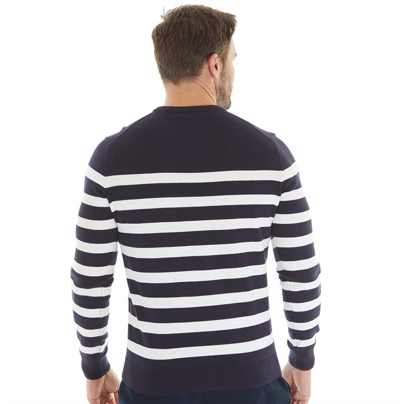 Crew Clothing Mens Classic Stripe Jumper Navy White