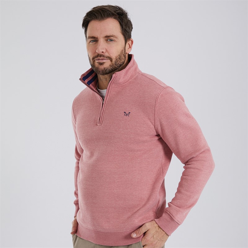 Crew Clothing Mens 1/2 Zip Solid Sweatshirt Rosemarl