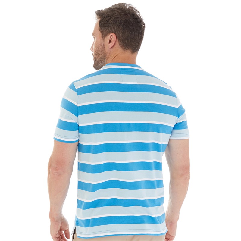 Crew Clothing Mens Stripe T-Shirt Blue Haze/Twilight Blue/White