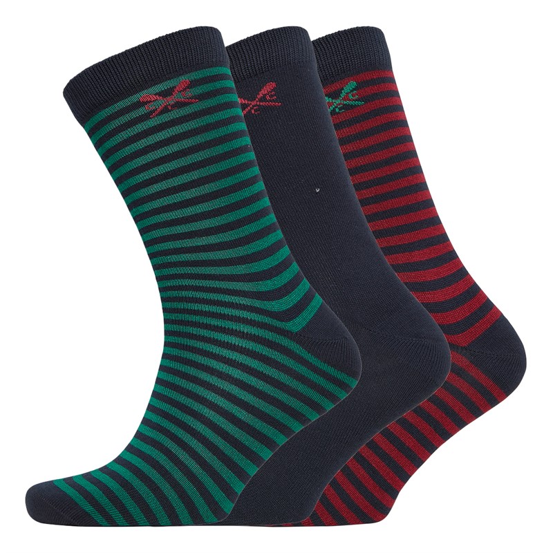 Crew Clothing Mens Three Pack Bamboo Socks Navy/Green/Blue