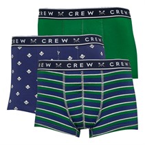 Crew Clothing Mens Three Pack Boxers Green/Navy/Blue