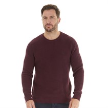 Crew Clothing Mens Fisherman Stitch Crew Neck Jumper Burgundy