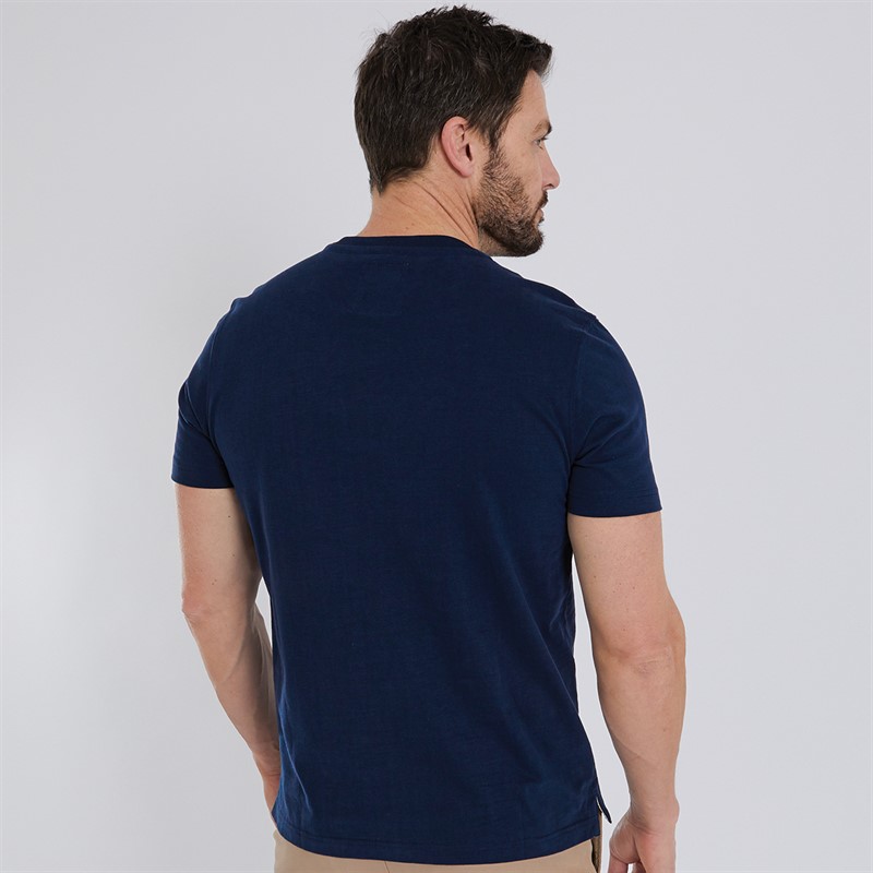 Crew Clothing Mens Embroidered T-Shirt Navy