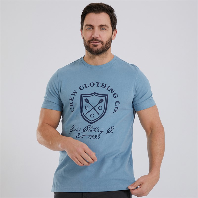 Crew Clothing Mens Crest Graphic T-Shirt Faded Denim