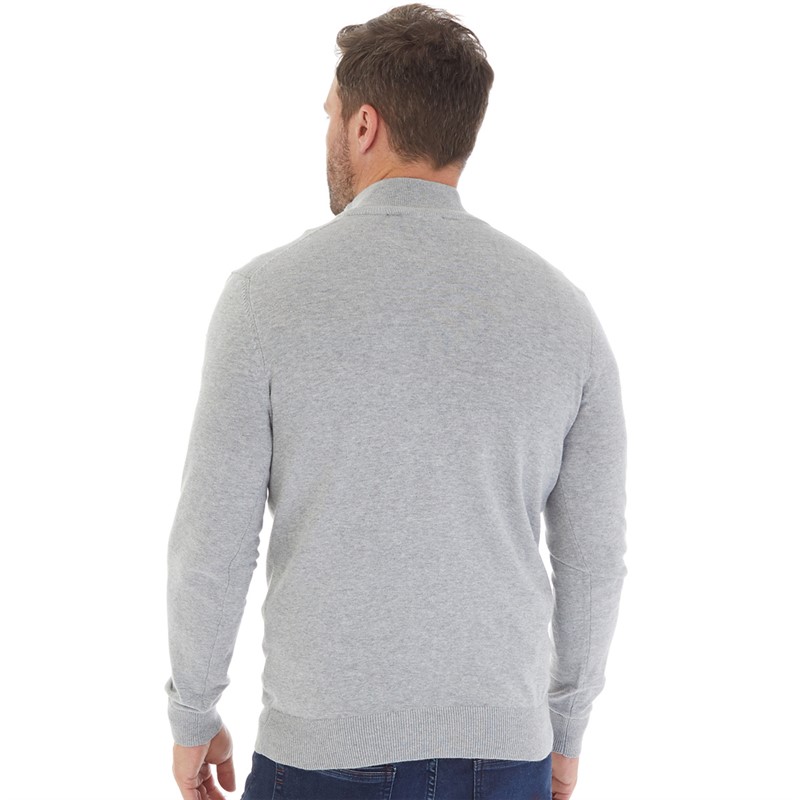 Crew Clothing Mens 1/2 Zip Neck Jumper Grey Marl