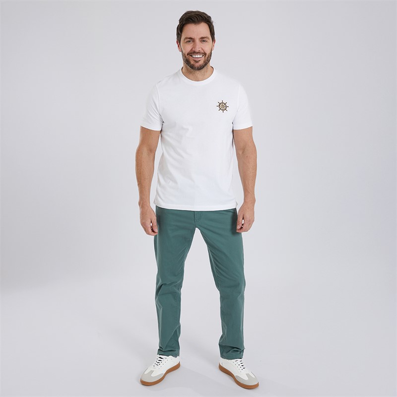 Crew Clothing Mens Embroidered T-Shirt White