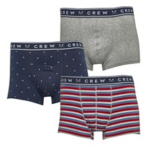 Crew Clothing Mens Three Pack Boxers Navy/Grey Marl/Red