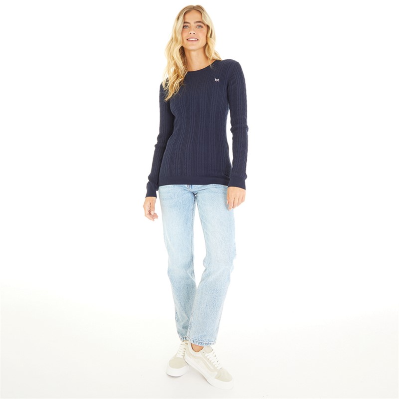 Crew Clothing Womens Cotton Crew Neck Jumper Navy